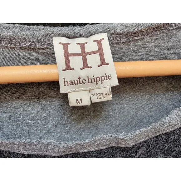 Haute Hippie Gray Lace Skull Graphic Sleeveless Tank Top Made In USA 100% Modal - Picture 4 of 6